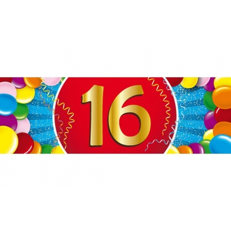 Versiering 16 jaar ballonnen 30 cm 16x + sticker