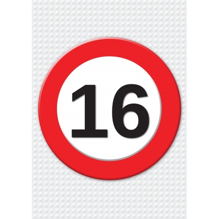 16 jaar verkeersbord deurposter A1