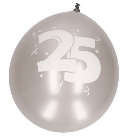25 jarige thema ballonnen in het zilver 16x stuks