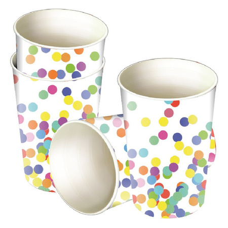16x Confetti theme party cups 250 ml