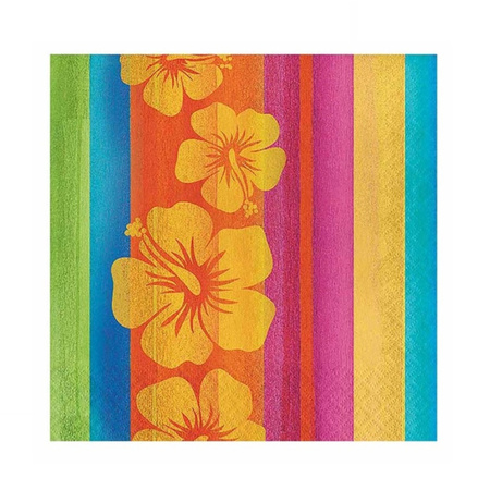16x Hawaii/Hibiscus thema servetten 33 x 33 cm