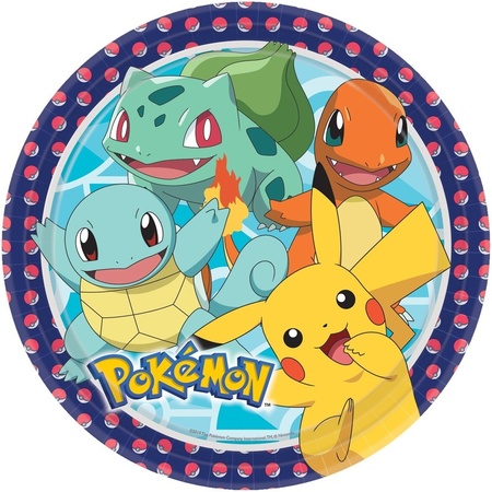 16x Pokemon themafeest eetbordjes 22,8 cm