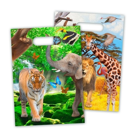 16x Safari/jungle themafeest feestzakjes 16,5 x 23 cm