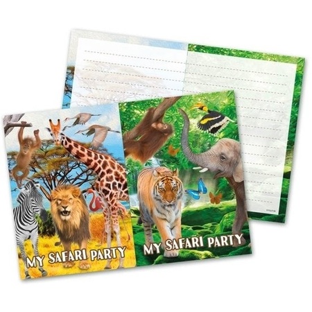 16x Safari/jungle themafeest uitnodigingen 27 cm