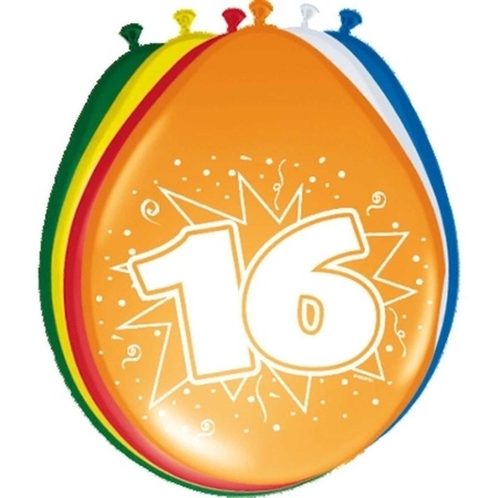 16x stuks Ballonnen 16 jaar feestje