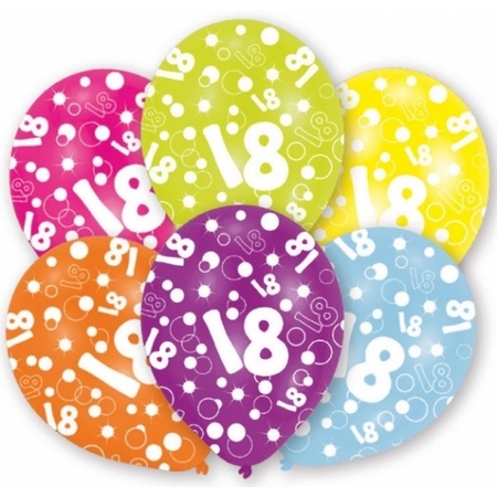 6x pieces 18 years old birthday balloons