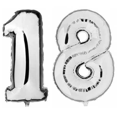 18 years silver foil balloons 88 cm age/number