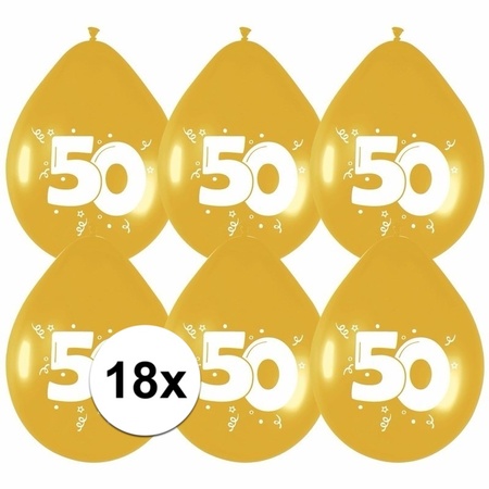 18x Gouden ballonnen 50 jaar