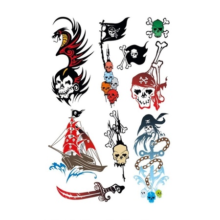 18x Pirate theme tattoos for kids