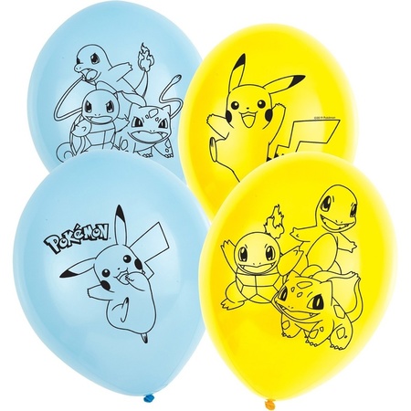 18x stuks Pokemon thema feest/verjaardag ballonnen 28 cm