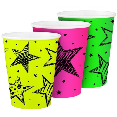 Neon paper cups 18x pieces