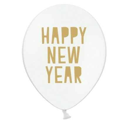 18x Witte Happy New Year ballonnen oud en nieuw/nieuwjaar