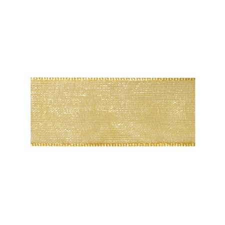 1x Hobby/decoration gold organza ribbon 1.5 cm/15 mm x 10 meters