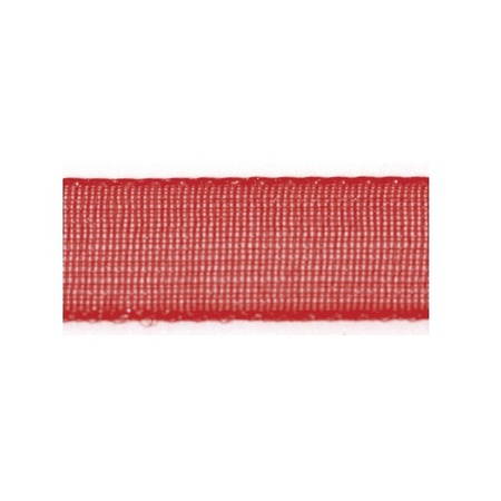 1x Hobby/decoration red organza ribbon 1.5 cm/15 mm x 10 meters