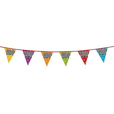1x plastic bunting flags 100 years birthday theme