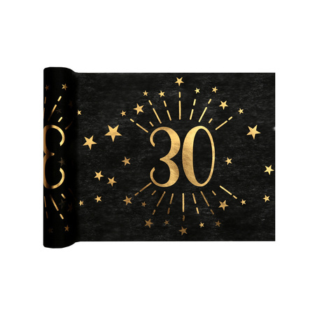1x Black 30 birthday theme table runner 30 x 500 cm