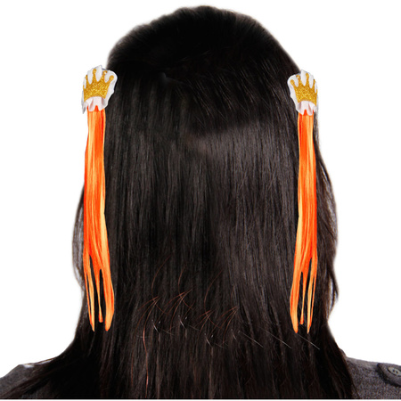 Two crown hairclips with orange hair