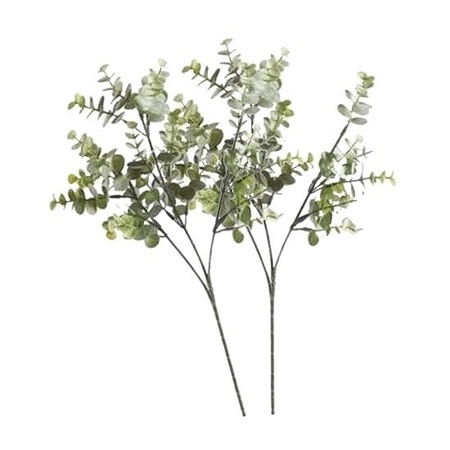 2 x Grijs/groene eucalyptus kunstplant tak 65 cm