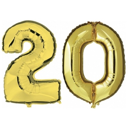 20 years golden foil balloons 88 cm age/number