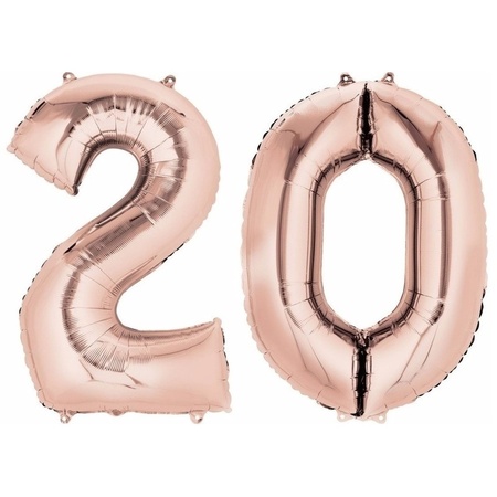 20 jaar rose gouden folie ballonnen 88 cm leeftijd/cijfer