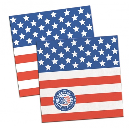 20x Amerikaanse vlag/USA landen thema servetten 25 x 25 cm
