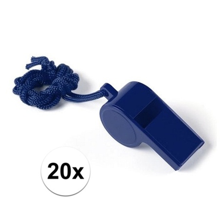 20x Blue whistle on cord