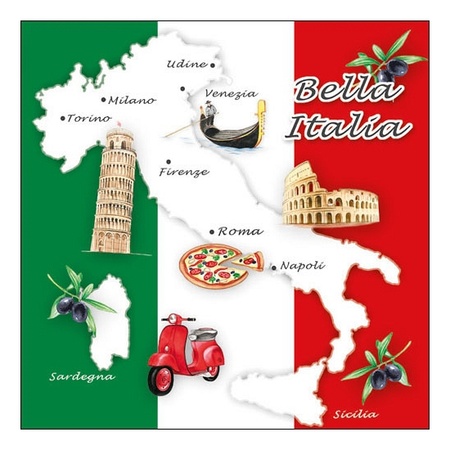 Feestartikelen servetten Italie thema 20 stuks