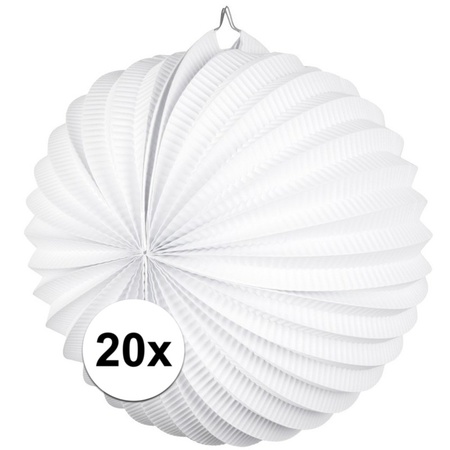 20x White lanterns 22 cm