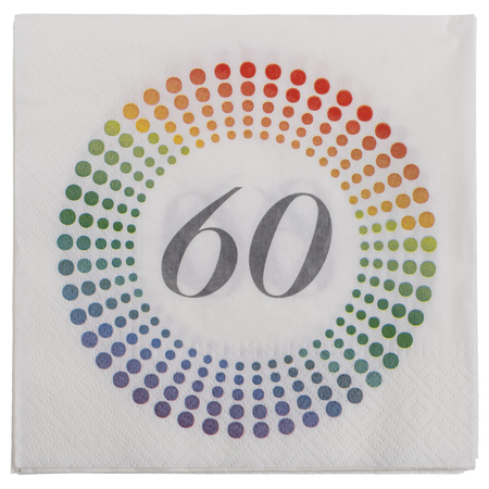 20x 60 years theme party/birthday napkins 33 x 33 cm confetti