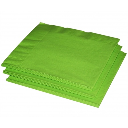 20x Lime green napkins 33 x 33 cm