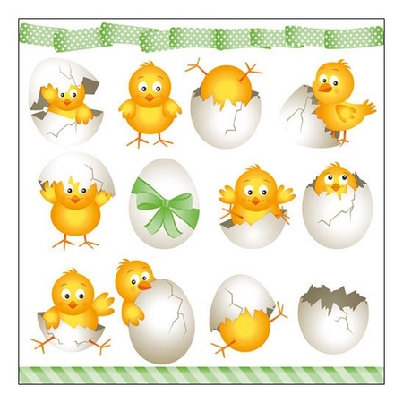 Napkin holder with Easter napkins with Easter chicks