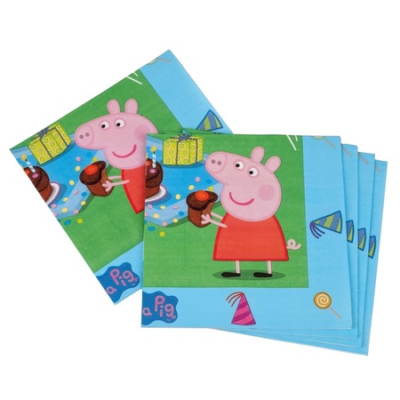 20x Peppa Pig party theme napkins 33 x 33 cm