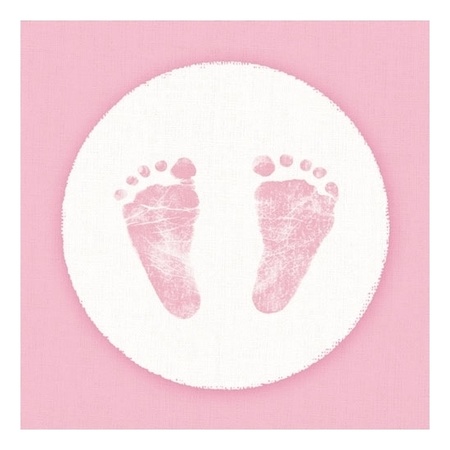 20x Servetten  geboorte meisje roze/wit 3-laags 