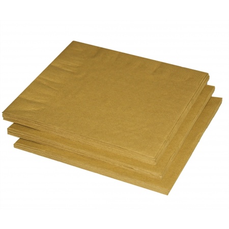 20x pieces Golden napkins thick 33 x 33 cm