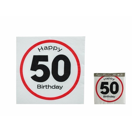 Paper 50 years traffic signs napkins 20x pieces