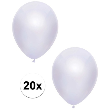 20x Witte metallic ballonnen 30 cm