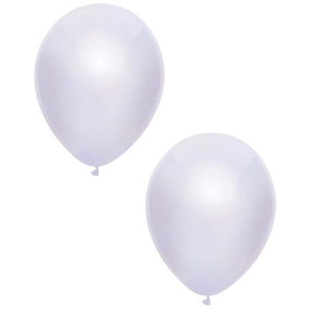 20x Witte metallic ballonnen 30 cm