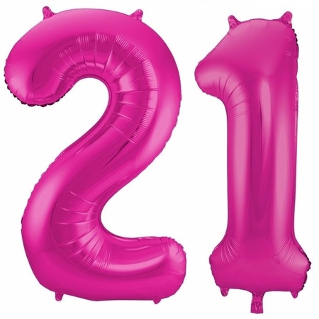 21 years pink foil balloons 86 cm age/number