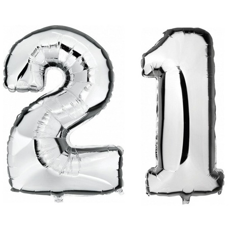 21 years silver foil balloons 88 cm age/number