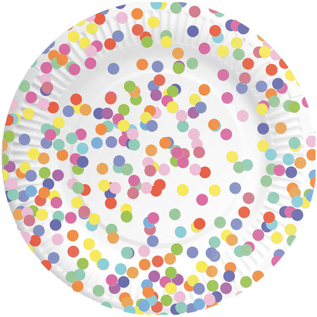 24x Confetti thema feest borden van karton 23 cm