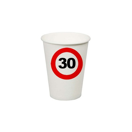 24x pieces paper cups 30 years old stop sign