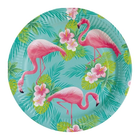 24x stuks Flamingo party bordjes 23 cm