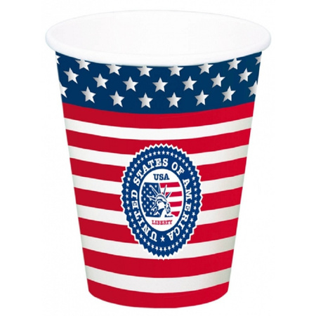 USA theme XL paper cups 24x pcs