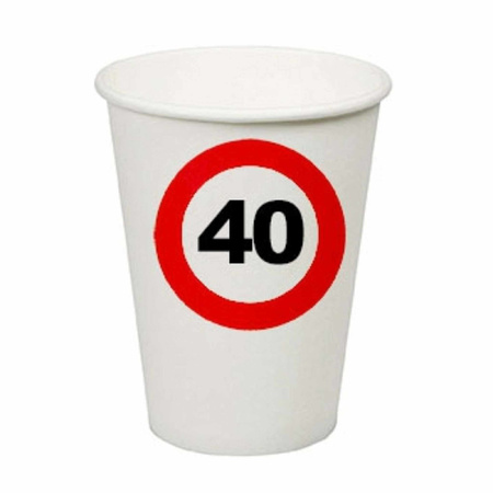 24x pieces paper cups 40 years birthday stop sign