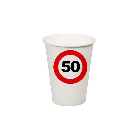 24x pieces paper cups 50 years old stop sign