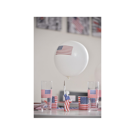 24x Witte ballonnen met Amerikaanse vlag/USA thema 23 cm