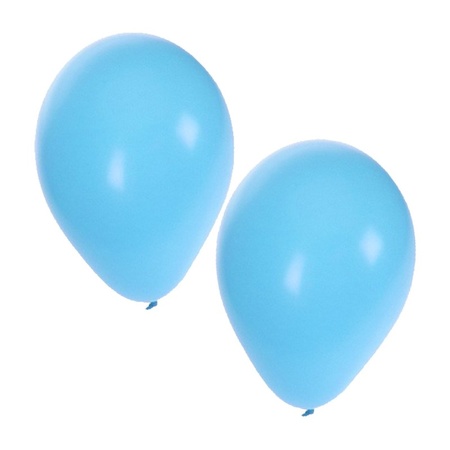 50x ballonnen - 27 cm -  lichtblauw / witte versiering