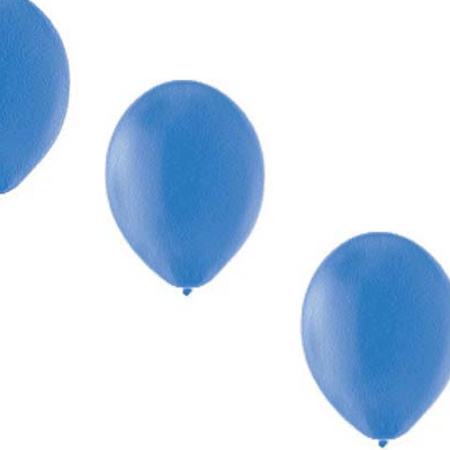 50x Ballonnen - 27 cm -  blauw / witte versiering