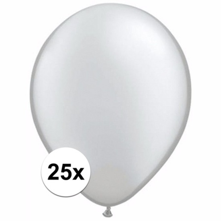 25x pieces Metallic silver balloons