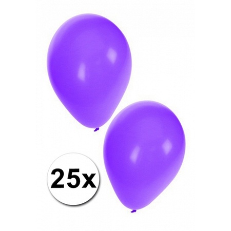 50x ballonnen - 27 cm -  zilver / paarse versiering